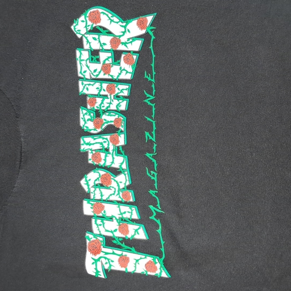 Thrasher Roses and Thorns Black Graphic Tee VG- S + FREE THRASHER MAGAZINE APR22 - Picture 2 of 5